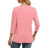 image:imageWIHOLL Womens Tops 34 Length Sleeve V Neck Casual Tunic Tops Basic Shirts Loose Fit BlouseB Coral