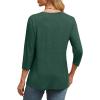 image:imageWIHOLL Womens Tops 34 Length Sleeve V Neck Casual Tunic Tops Basic Shirts Loose Fit BlouseB Green