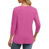 image:imageWIHOLL Womens Tops 34 Length Sleeve V Neck Casual Tunic Tops Basic Shirts Loose Fit BlouseB Hot Pink