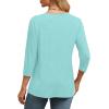 image:imageWIHOLL Womens Tops 34 Length Sleeve V Neck Casual Tunic Tops Basic Shirts Loose Fit BlouseB Lake Green