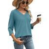 image:imageWIHOLL Womens Tops 34 Length Sleeve V Neck Casual Tunic Tops Basic Shirts Loose Fit BlouseC Gray Green