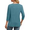 image:imageWIHOLL Womens Tops 34 Length Sleeve V Neck Casual Tunic Tops Basic Shirts Loose Fit BlouseC Gray Green