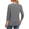 image:imageWIHOLL Womens Tops 34 Length Sleeve V Neck Casual Tunic Tops Basic Shirts Loose Fit BlouseC Grey