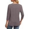 image:imageWIHOLL Womens Tops 34 Length Sleeve V Neck Casual Tunic Tops Basic Shirts Loose Fit BlouseC Taupe