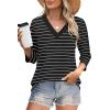image:imageWIHOLL Womens Tops 34 Length Sleeve V Neck Casual Tunic Tops Basic Shirts Loose Fit BlouseD Black White