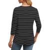 image:imageWIHOLL Womens Tops 34 Length Sleeve V Neck Casual Tunic Tops Basic Shirts Loose Fit BlouseD Black White