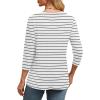 image:imageWIHOLL Womens Tops 34 Length Sleeve V Neck Casual Tunic Tops Basic Shirts Loose Fit BlouseD White Black