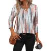 image:imageWIHOLL Womens Tops 34 Length Sleeve V Neck Casual Tunic Tops Basic Shirts Loose Fit BlouseFloral Brown Printed