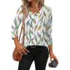 image:imageWIHOLL Womens Tops 34 Length Sleeve V Neck Casual Tunic Tops Basic Shirts Loose Fit BlouseFloral Multi Leaf