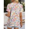 image:imageWIHOLL Womens Tops Boho Summer Outfits 2026 Short Sleeve Shirts with Lace Beach Vacation Clothes Casual S3XL1pink Floral