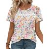 image:imageWIHOLL Womens Tops Boho Summer Outfits 2026 Short Sleeve Shirts with Lace Beach Vacation Clothes Casual S3XL1pink Floral