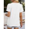 image:imageWIHOLL Womens Tops Boho Summer Outfits 2026 Short Sleeve Shirts with Lace Beach Vacation Clothes Casual S3XL2white