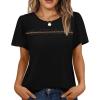 image:imageWIHOLL Womens Tops Boho Summer Outfits 2026 Short Sleeve Shirts with Lace Beach Vacation Clothes Casual S3XL3black