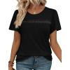image:imageWIHOLL Womens Tops Boho Summer Outfits 2026 Short Sleeve Shirts with Lace Beach Vacation Clothes Casual S3XL3black
