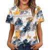 image:imageWIHOLL Womens Tops Boho Summer Outfits 2026 Short Sleeve Shirts with Lace Beach Vacation Clothes Casual S3XL3multi Teal