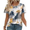 image:imageWIHOLL Womens Tops Boho Summer Outfits 2026 Short Sleeve Shirts with Lace Beach Vacation Clothes Casual S3XL3multi Teal
