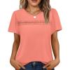 image:imageWIHOLL Womens Tops Boho Summer Outfits 2026 Short Sleeve Shirts with Lace Beach Vacation Clothes Casual S3XL4coral