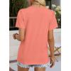 image:imageWIHOLL Womens Tops Boho Summer Outfits 2026 Short Sleeve Shirts with Lace Beach Vacation Clothes Casual S3XL4coral