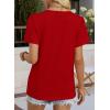 image:imageWIHOLL Womens Tops Boho Summer Outfits 2026 Short Sleeve Shirts with Lace Beach Vacation Clothes Casual S3XL4red