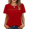 image:imageWIHOLL Womens Tops Boho Summer Outfits 2026 Short Sleeve Shirts with Lace Beach Vacation Clothes Casual S3XL4red
