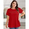 image:imageWIHOLL Womens Tops Boho Summer Outfits 2026 Short Sleeve Shirts with Lace Beach Vacation Clothes Casual S3XL4red