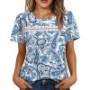 image:imageWIHOLL Womens Tops Boho Summer Outfits 2026 Short Sleeve Shirts with Lace Beach Vacation Clothes Casual S3XL5ethnic Floral