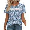 image:imageWIHOLL Womens Tops Boho Summer Outfits 2026 Short Sleeve Shirts with Lace Beach Vacation Clothes Casual S3XL5ethnic Floral
