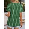 image:imageWIHOLL Womens Tops Boho Summer Outfits 2026 Short Sleeve Shirts with Lace Beach Vacation Clothes Casual S3XL5green Polka Dots