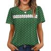 image:imageWIHOLL Womens Tops Boho Summer Outfits 2026 Short Sleeve Shirts with Lace Beach Vacation Clothes Casual S3XL5green Polka Dots