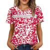 image:imageWIHOLL Womens Tops Boho Summer Outfits 2026 Short Sleeve Shirts with Lace Beach Vacation Clothes Casual S3XL5pink Leopard