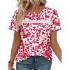 image:imageWIHOLL Womens Tops Boho Summer Outfits 2026 Short Sleeve Shirts with Lace Beach Vacation Clothes Casual S3XL5pink Leopard
