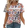 image:imageWIHOLL Womens Tops Boho Summer Outfits 2026 Short Sleeve Shirts with Lace Beach Vacation Clothes Casual S3XL6boho