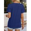 image:imageWIHOLL Womens Tops Boho Summer Outfits 2026 Short Sleeve Shirts with Lace Beach Vacation Clothes Casual S3XL6navy Blue