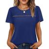 image:imageWIHOLL Womens Tops Boho Summer Outfits 2026 Short Sleeve Shirts with Lace Beach Vacation Clothes Casual S3XL6navy Blue