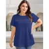 image:imageWIHOLL Womens Tops Boho Summer Outfits 2026 Short Sleeve Shirts with Lace Beach Vacation Clothes Casual S3XL6navy Blue