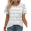image:imageWIHOLL Womens Tops Boho Summer Outfits 2026 Short Sleeve Shirts with Lace Beach Vacation Clothes Casual S3XL6white Houndstooth