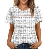 image:imageWIHOLL Womens Tops Boho Summer Outfits 2026 Short Sleeve Shirts with Lace Beach Vacation Clothes Casual S3XL6white Houndstooth
