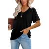image:imageWIHOLL Womens Tops Casual Short Sleeve V Neck Summer T Shirts Fashion Spring Clothes0black