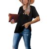 image:imageWIHOLL Womens Tops Casual Short Sleeve V Neck Summer T Shirts Fashion Spring Clothes0black