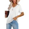 image:imageWIHOLL Womens Tops Casual Short Sleeve V Neck Summer T Shirts Fashion Spring Clothes0white