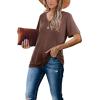 image:imageWIHOLL Womens Tops Casual Short Sleeve V Neck Summer T Shirts Fashion Spring Clothes1brown