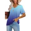 image:imageWIHOLL Womens Tops Casual Short Sleeve V Neck Summer T Shirts Fashion Spring Clothes1ombreblue