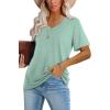 image:imageWIHOLL Womens Tops Casual Short Sleeve V Neck Summer T Shirts Fashion Spring Clothes3aqua
