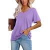 image:imageWIHOLL Womens Tops Casual Short Sleeve V Neck Summer T Shirts Fashion Spring Clothes3lavender