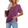 image:imageWIHOLL Womens Tops Casual Short Sleeve V Neck Summer T Shirts Fashion Spring Clothes3purple