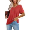 image:imageWIHOLL Womens Tops Casual Short Sleeve V Neck Summer T Shirts Fashion Spring Clothes3red