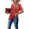 image:imageWIHOLL Womens Tops Casual Short Sleeve V Neck Summer T Shirts Fashion Spring Clothes3red