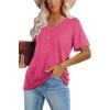 image:imageWIHOLL Womens Tops Casual Short Sleeve V Neck Summer T Shirts Fashion Spring Clothes3rose Red