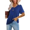 image:imageWIHOLL Womens Tops Casual Short Sleeve V Neck Summer T Shirts Fashion Spring Clothes3royal Blue