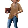 image:imageWIHOLL Womens Tops Casual Short Sleeve V Neck Summer T Shirts Fashion Spring Clothes3tan